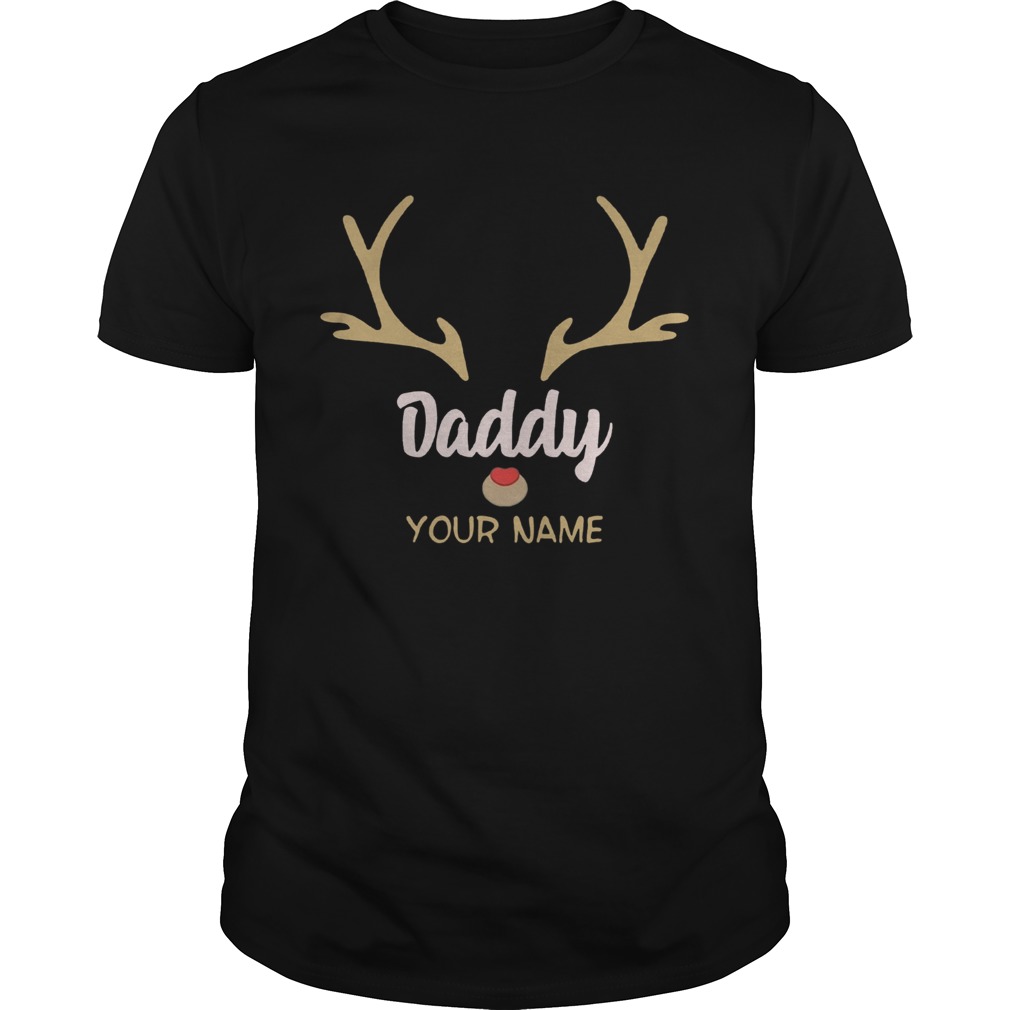 Custom Name Daddy Rudolph Reindeer Family Christmas TShirt