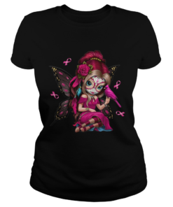 Cute Breast Cancer Girl Sugar Skull Costume Halloween TShirt Classic Ladies