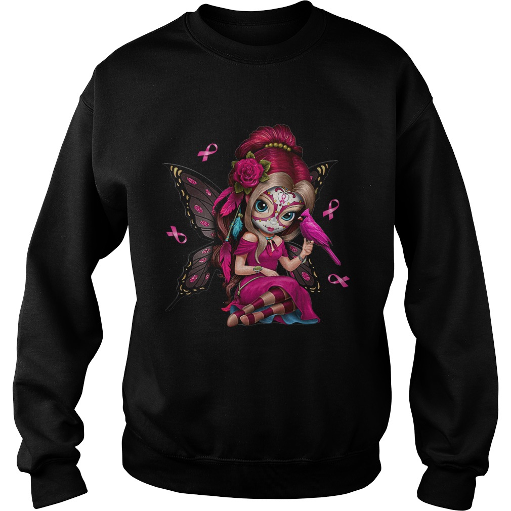 Cute Breast Cancer Girl Sugar Skull Costume Halloween TShirt Sweatshirt