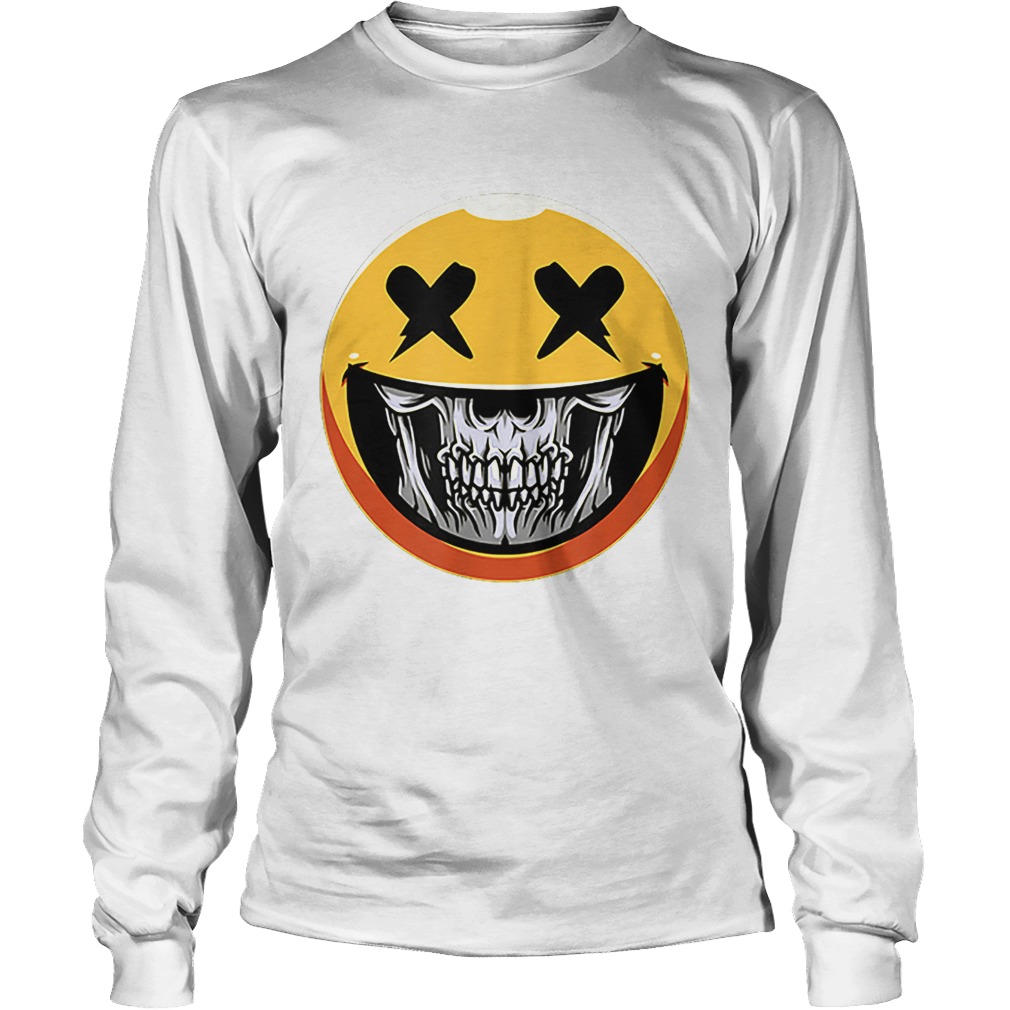 Cute Scary Halloween Smiley Skull Costume Emojis Gift LongSleeve