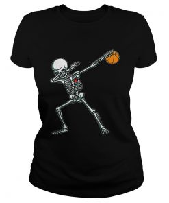 Dabbing Skeleton Basketball Funny Halloween Dab Dance  Classic Ladies