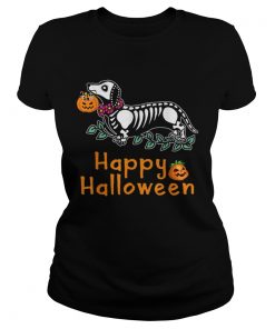 Dachshund Skeleton Pumpkin Happy Halloween  Classic Ladies