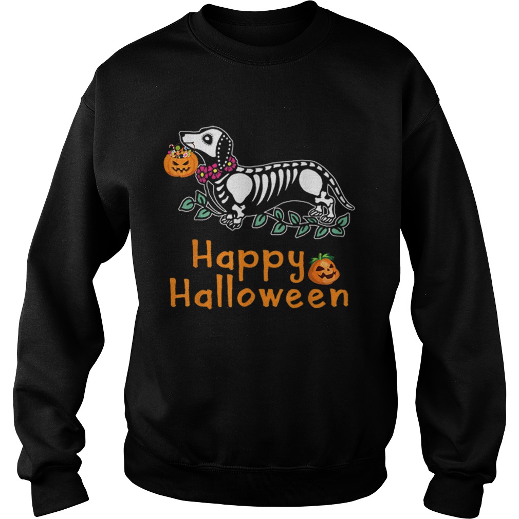 Dachshund Skeleton Pumpkin Happy Halloween Sweatshirt