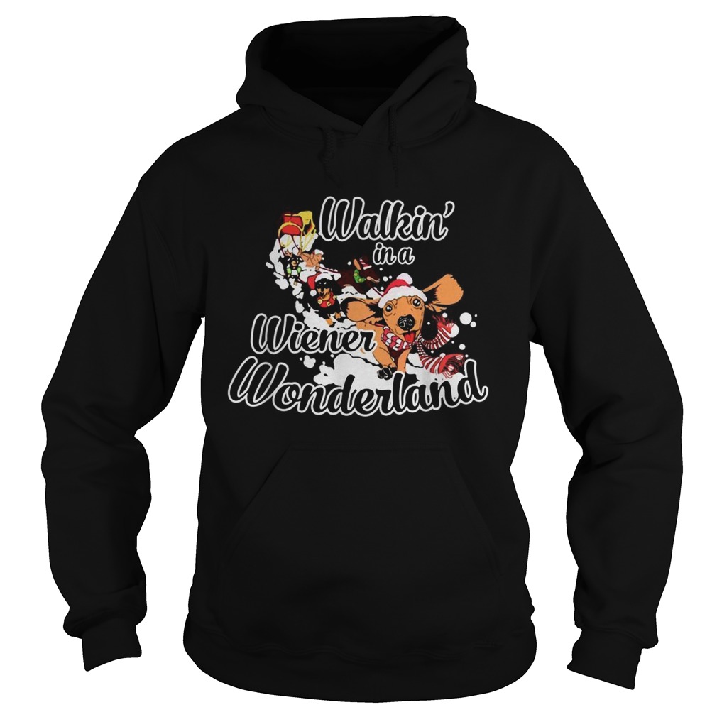 Dachshund walkin in a wiener wonderland christmas Hoodie