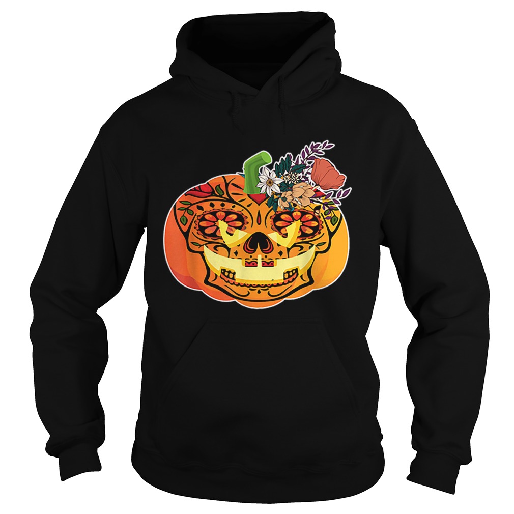 Day of the Dead Sugar skull in Pumpkin Halloween Hoodie