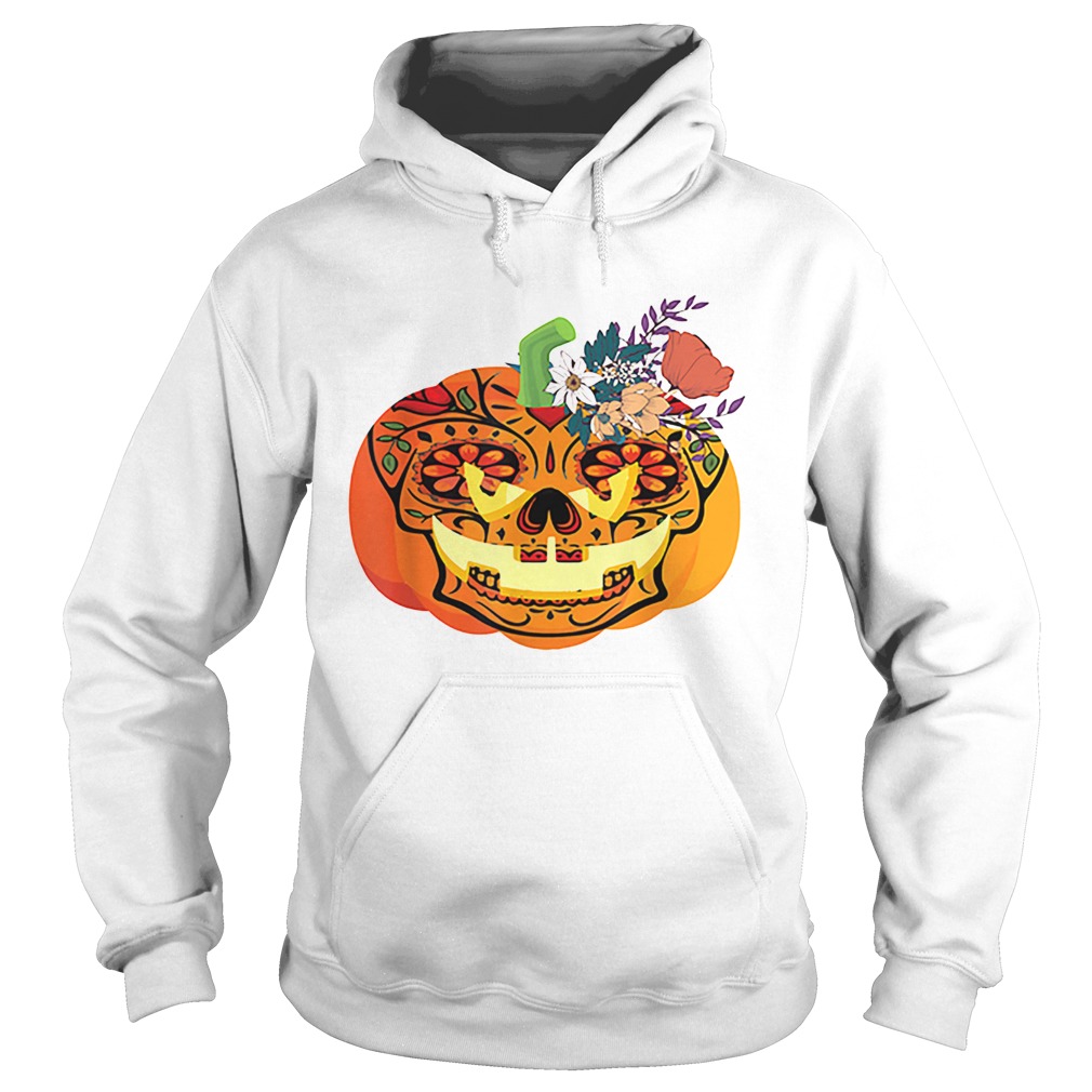 Day of the Dead Sugar skull in Pumpkin Halloween Hoodie