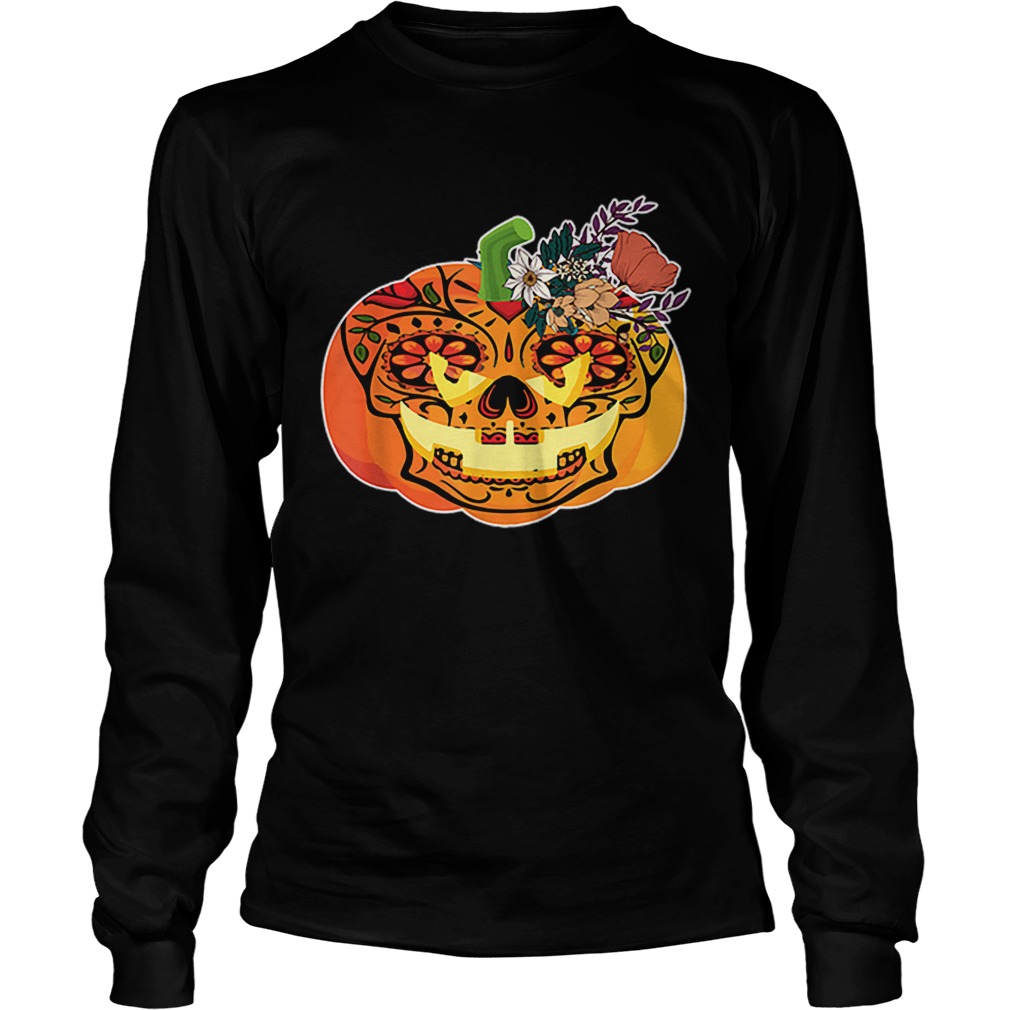 Day of the Dead Sugar skull in Pumpkin Halloween LongSleeve