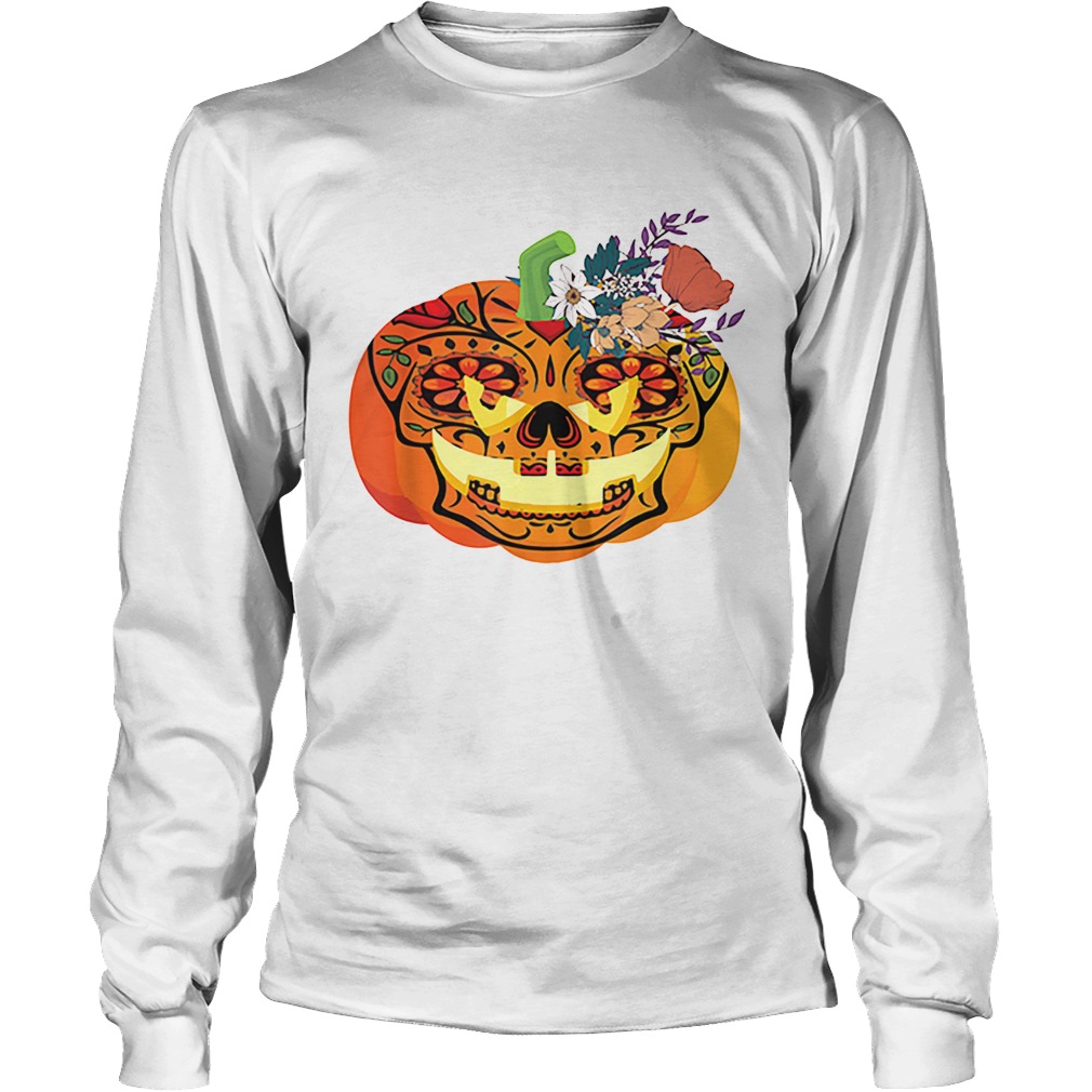 Day of the Dead Sugar skull in Pumpkin Halloween LongSleeve