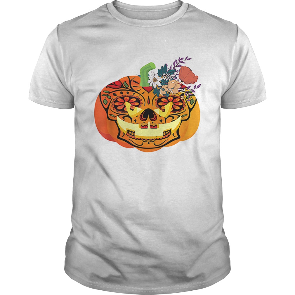 Day of the Dead Sugar skull in Pumpkin Halloween shirt