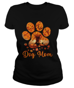 Dog Mom Autumn Leaves Halloween TShirt Classic Ladies