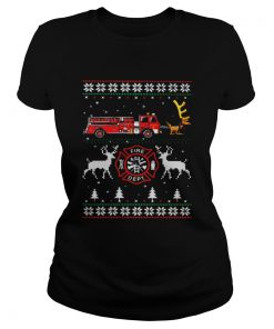 Firefighter fire dept Ugly Christmas  Classic Ladies