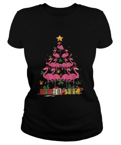 Flamingo Tree Ugly Christmas Funny TShirt Classic Ladies