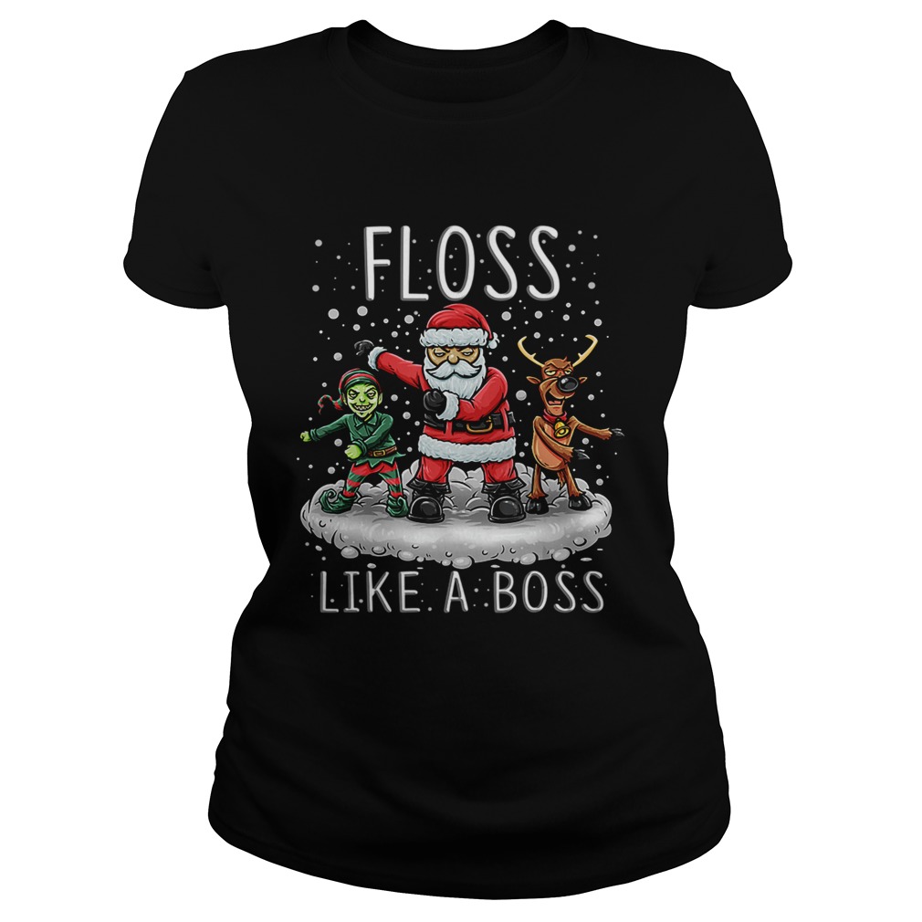 Floss Like A Boss Santa Floss Funny Christmas T Shirt Classic Ladies