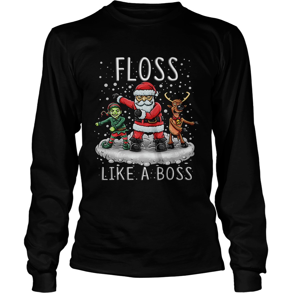 Floss Like A Boss Santa Floss Funny Christmas T Shirt LongSleeve