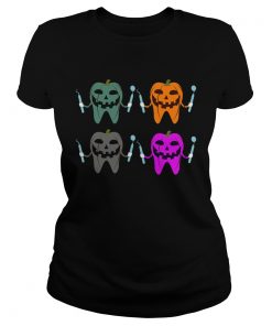 Funny Dental Halloween Tooth Pumpkin Dentist Halloween Gift TShirt Classic Ladies