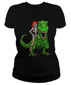 Funny Pirate Skeleton On T Rex Dinosaur Halloween Costume Gifts  Classic Ladies