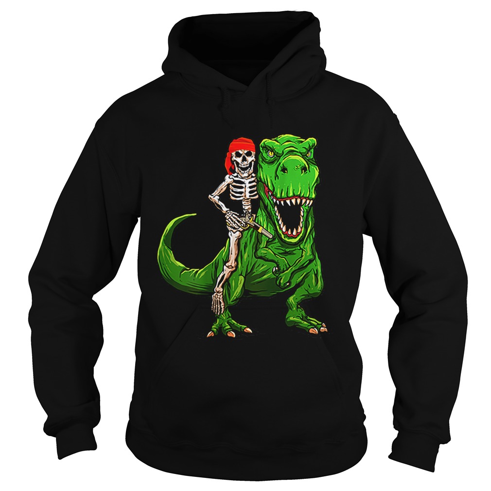 Funny Pirate Skeleton On T Rex Dinosaur Halloween Costume Gifts Hoodie