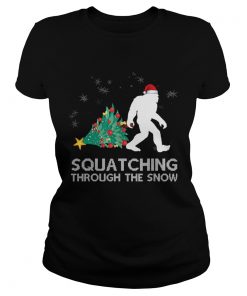 Funny Sasquatch Christmas Gift Squatching Bigfoot Xmas TShirt Classic Ladies