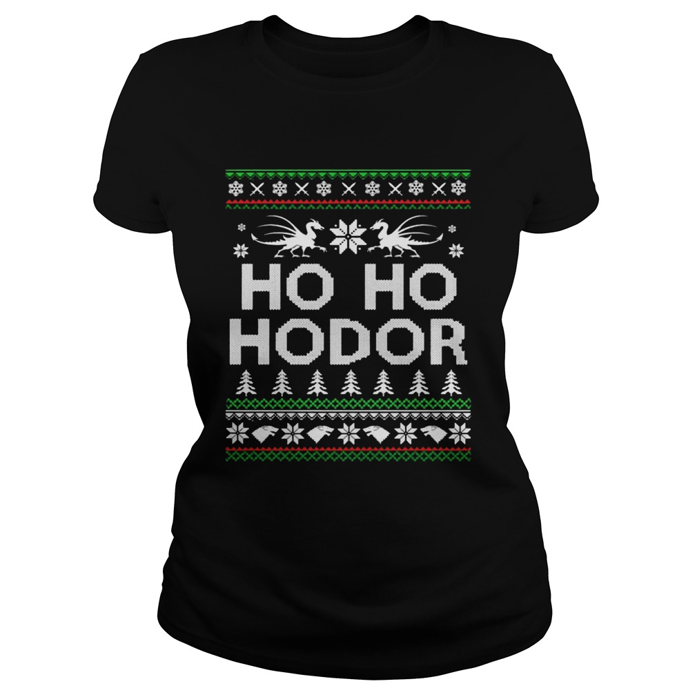 Game of throne HO HO Hodor Christmas Hoodie T Shirt Classic Ladies