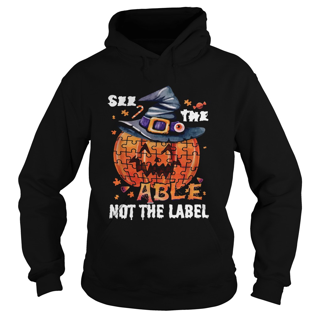 Halloween Autism awareness pumpkin See the able not the label Hoodie