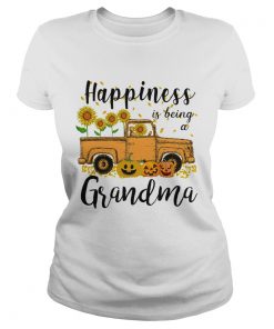 Halloween Car Pumpkin Happiness Is Being A Grandma TShirt Classic Ladies