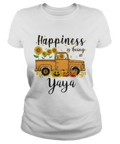 Halloween Car Pumpkin Happiness Is Being A Yaya TShirt Classic Ladies