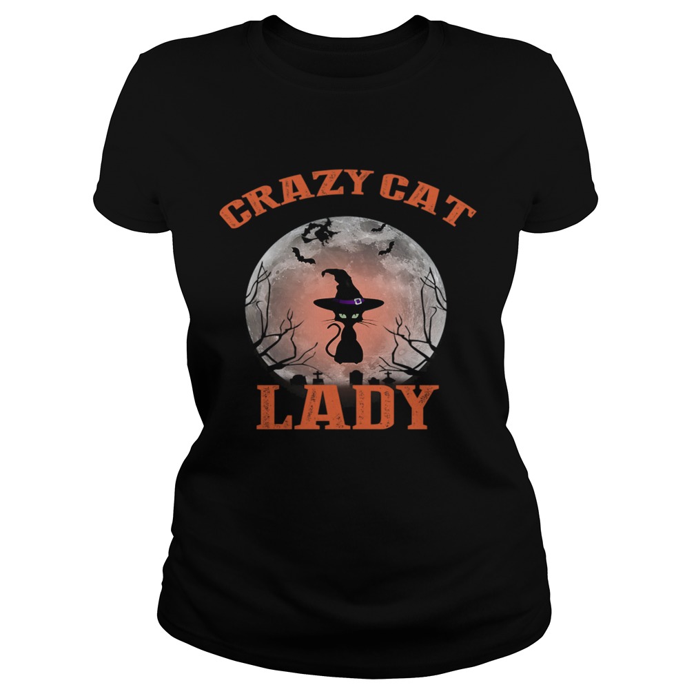 Halloween Crazy Cat Lady Funny Black Cat Lover TShirt Classic Ladies