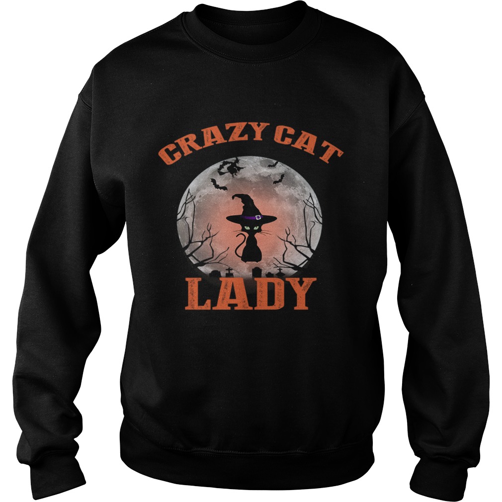 Halloween Crazy Cat Lady Funny Black Cat Lover TShirt Sweatshirt