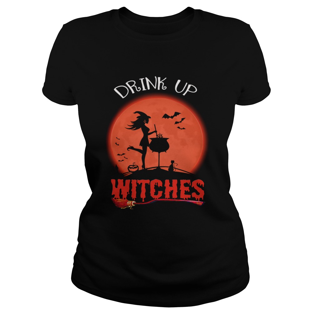 Halloween Drink Up Withches Vintage Wine Lover Gift TShirt Classic Ladies