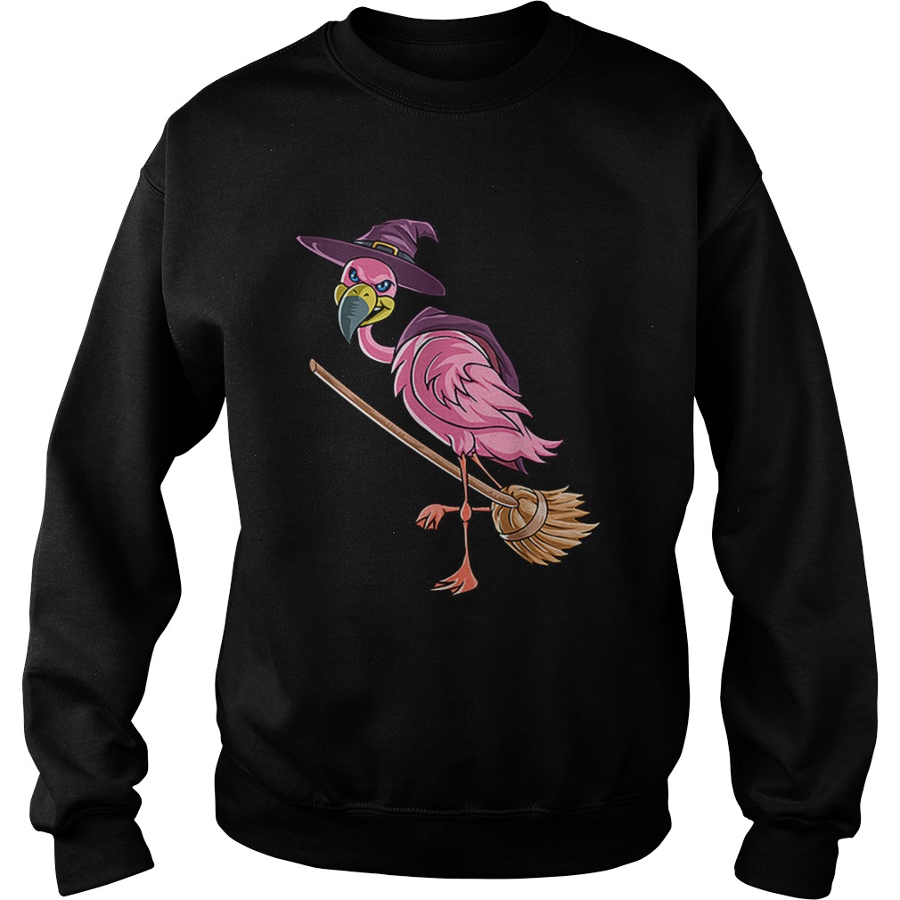 Halloween Flamingo Witch Scary Party Funny Broom Gift Sweatshirt