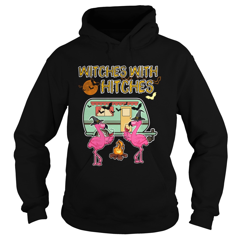 Halloween Flamingo Witches With Hitches Wine Lover Gift TShirt Hoodie