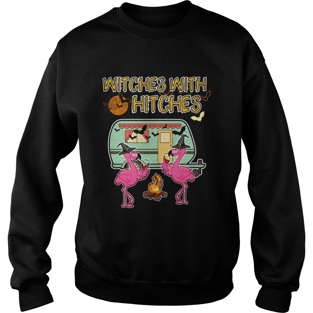 Halloween Flamingo Witches With Hitches Wine Lover Gift TShirt Sweatshirt