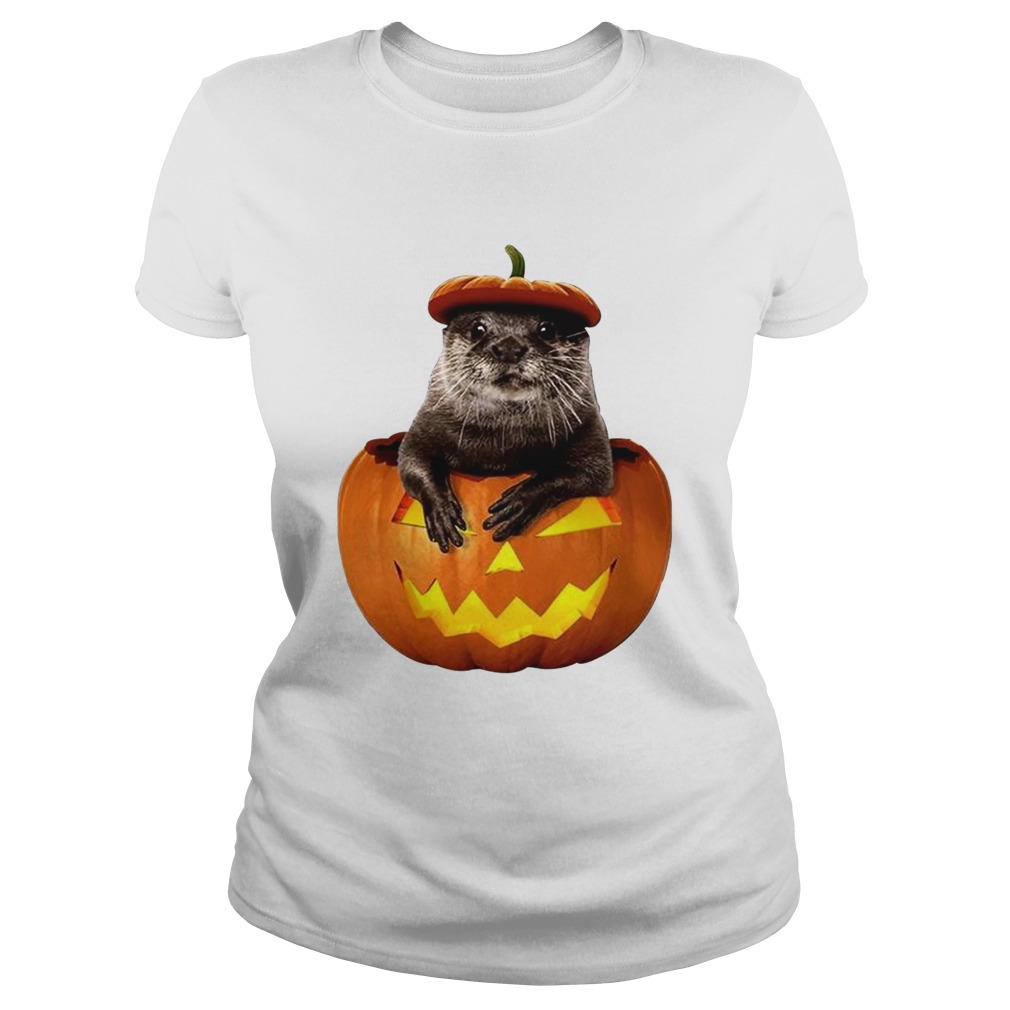 Halloween Otter Pumpkin Funny Otter Lover TShirt Classic Ladies