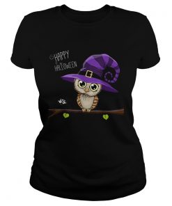 Halloween Owl Happy Halloween Tee  Classic Ladies