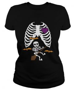 Halloween Pregnant Witch Skeleton Maternity Halloween Shirt Classic Ladies