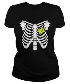 Halloween Softball Softball Heart In Ribcage  Classic Ladies