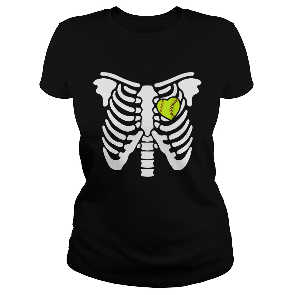 Halloween Softball Softball Heart In Ribcage Classic Ladies