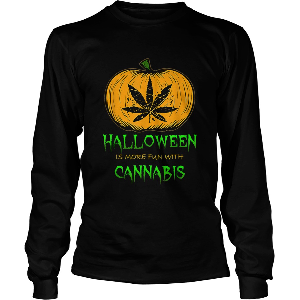 Halloween THC 420 Pumpkin Carving Stoner Cannibus Smoking LongSleeve