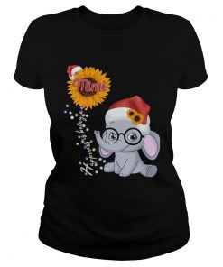 Happiness Is Being A Mimi Sunflower Elephant Christmas TShirt Classic Ladies