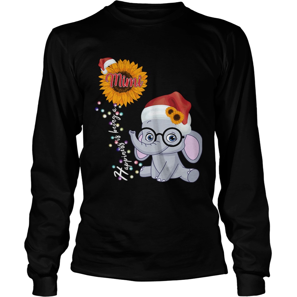 Happiness Is Being A Mimi Sunflower Elephant Christmas TShirt LongSleeve