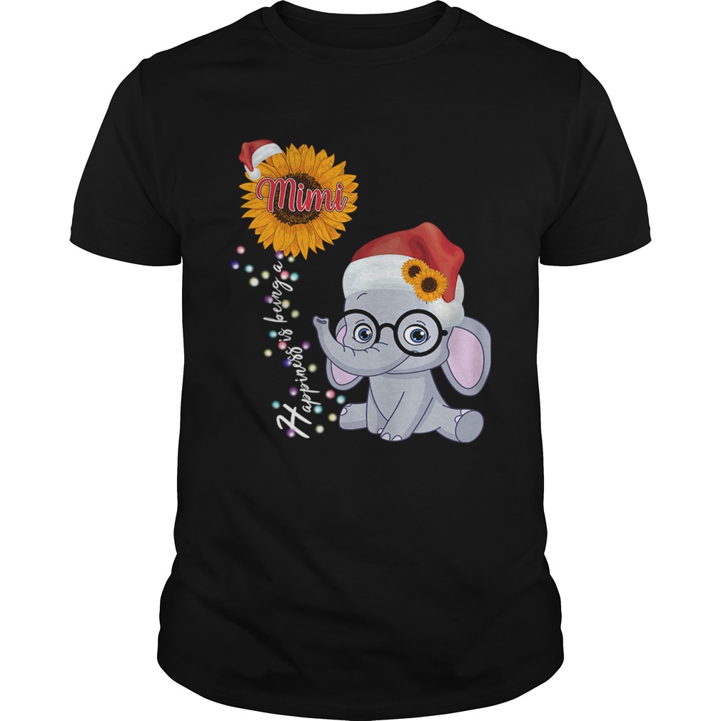 Happiness Is Being A Mimi Sunflower Elephant Christmas TShirt