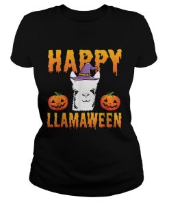 Happy Halloween Llama Gift Funny Happy Llamaween  Classic Ladies