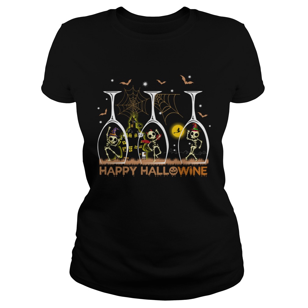 Happy Hallowine Funny WineTShirt Classic Ladies