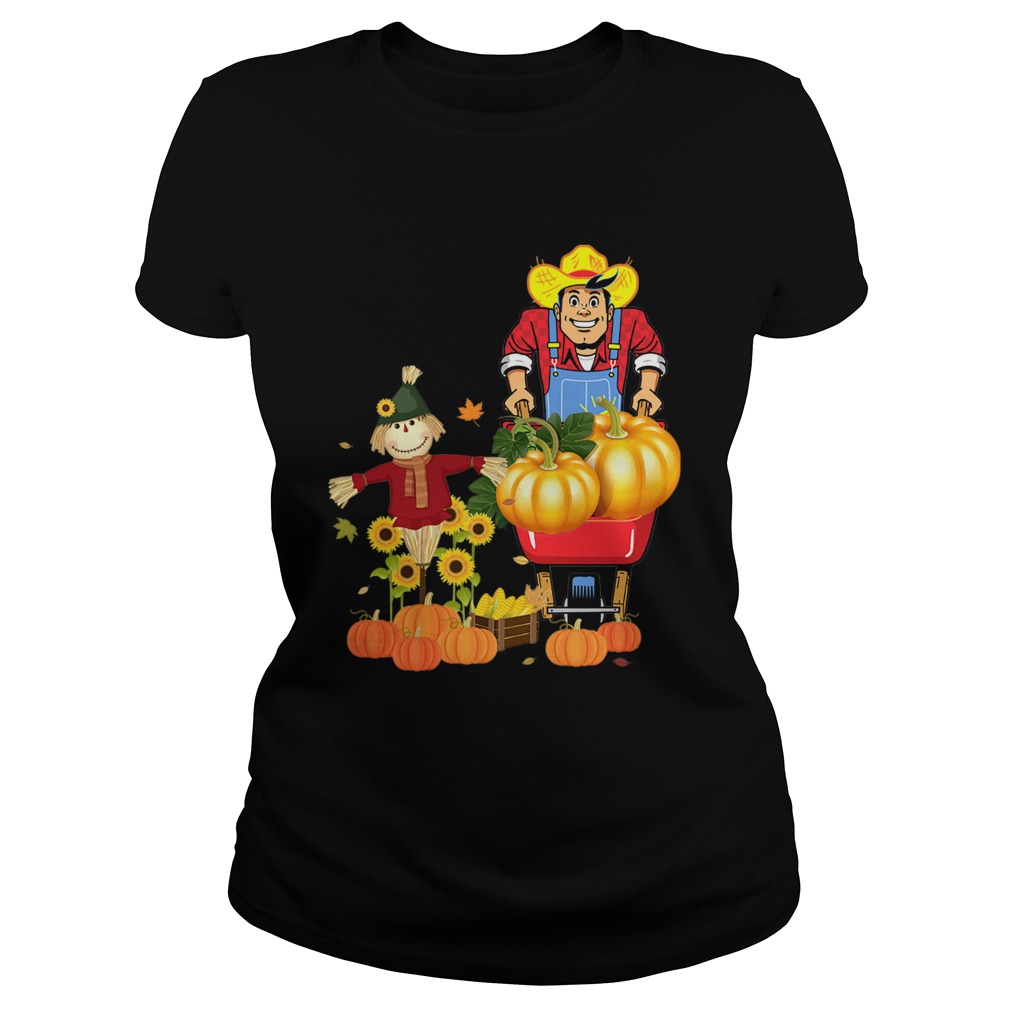 Happy Harvest Scarecrow Pumpkin Patch Novelty TShirt Classic Ladies