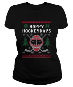 Happy Hockey Days Ugly Christmas Sweater TShirt Classic Ladies