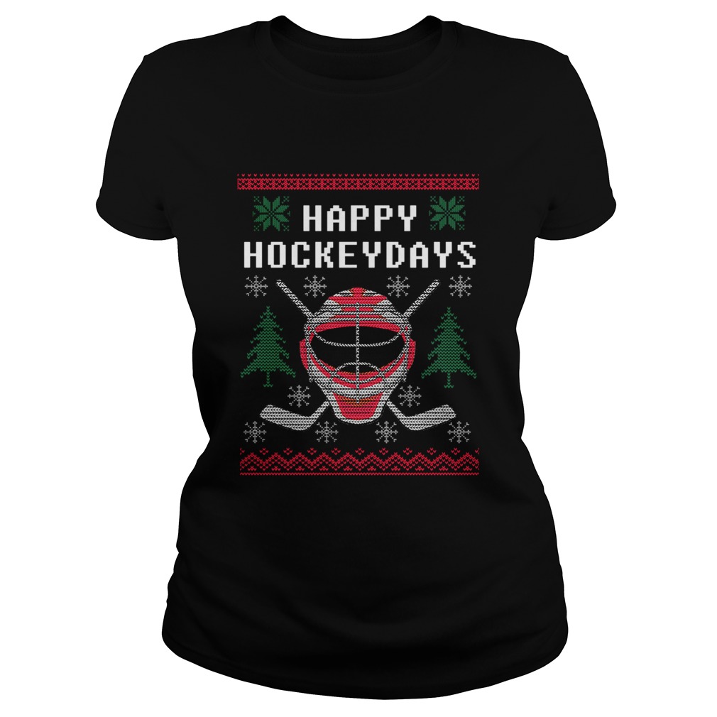 Happy Hockey Days Ugly Christmas Sweater TShirt Classic Ladies