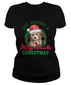 Have Yourself A Merry Doodle Christmas Goldendoodle Dog Love TShirt Classic Ladies