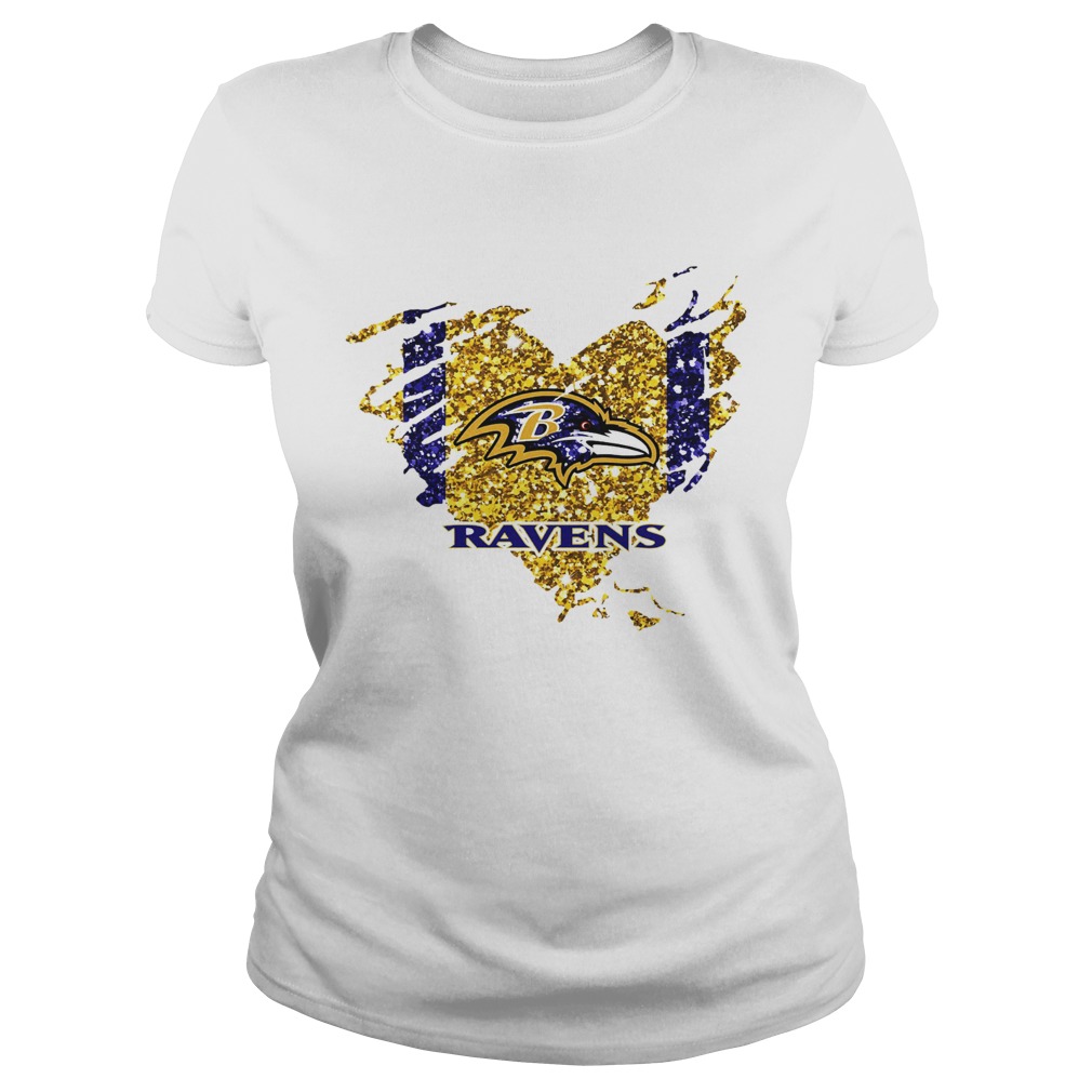 Heart Diamond Baltimore Ravens Shirt Classic Ladies