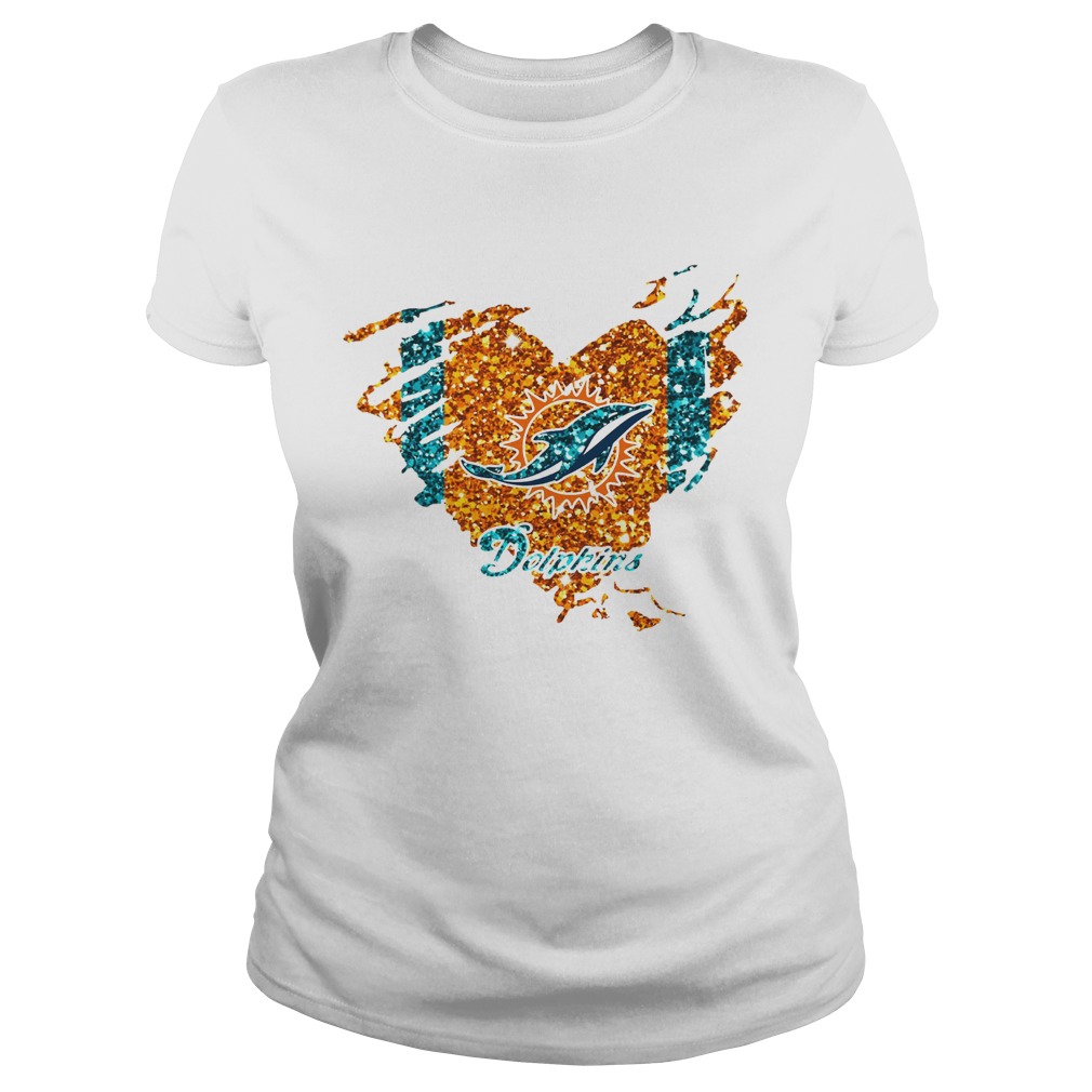 Heart Diamond Miami Dolphins Shirt Classic Ladies