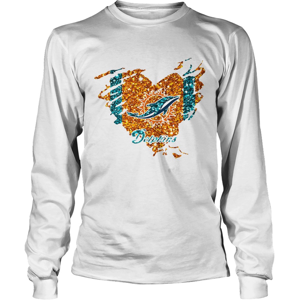 Heart Diamond Miami Dolphins Shirt LongSleeve